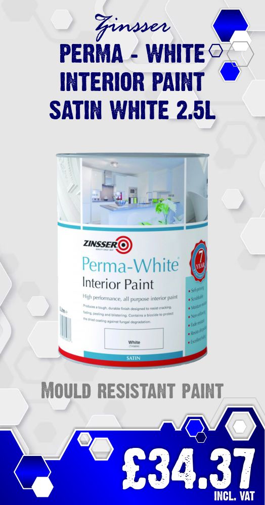 Zinsser Perma - White Interior Paint Satin White 2.5l